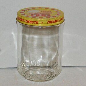 Vintage 1960s Jif Creamy Peanut Butter Glass Jar With Metal Lid Screw On Decor
